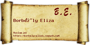 Borbély Eliza névjegykártya