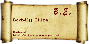 Borbély Eliza névjegykártya